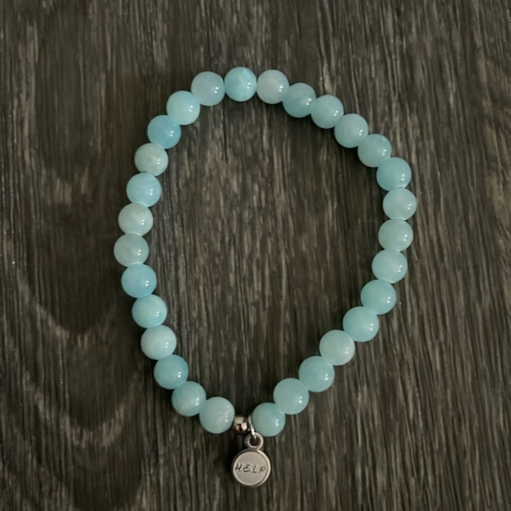 Elegant Blue Beaded Bracelet with Silver Charm